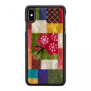 Apsauginis išmaniojo telefono dėklas iKins, skirtas iPhone XS Max — vyšnių žiedų raštas, juodas
