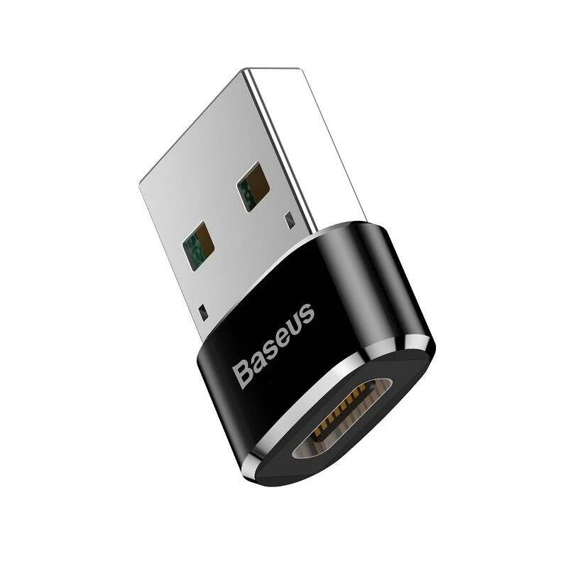 Baseus USB kištukas į Type-C lizdą adapterio keitiklis juodas