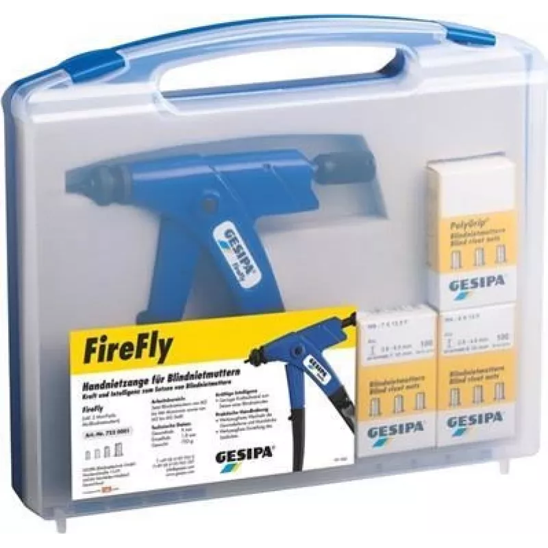 Aklinų kniedžių veržlių įrankis GESIPA FireFly modelis 1435453 su priedais