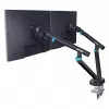 Monitoriaus laikiklis DIGITUS dvigubos konstrukcijos 2×35 colių ekranams, spaustuvas, 2×10 kg, VESA 75×75–100×100, pasvirimas -45–90°