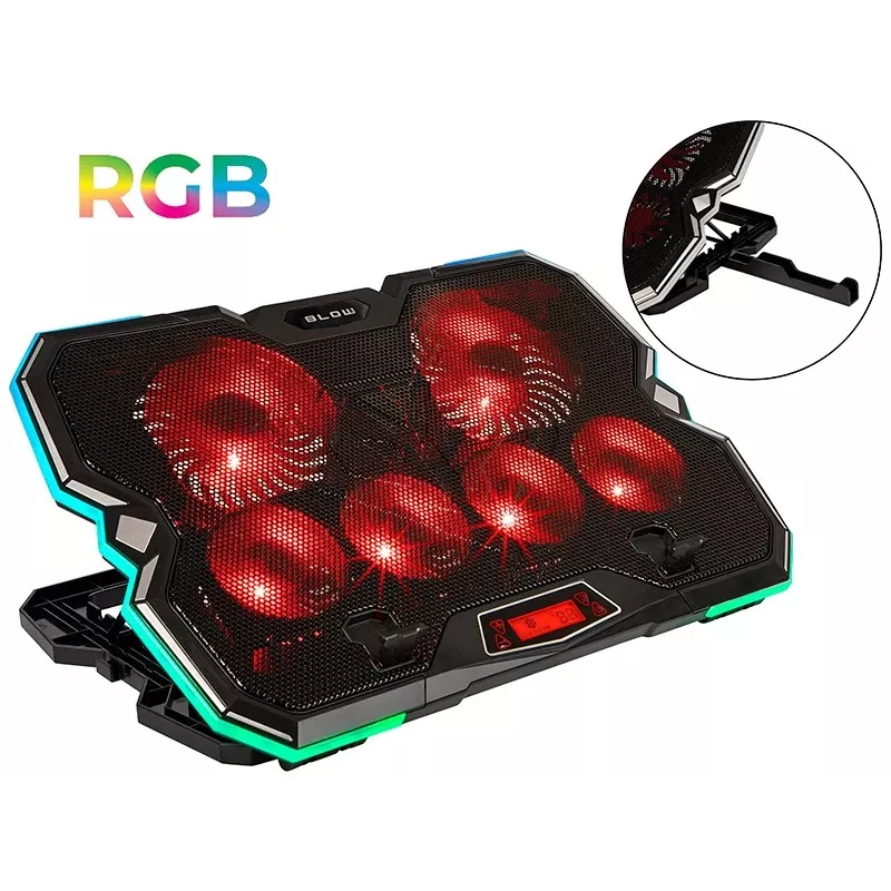 6 FAN VORTEX RGB nešiojamojo kompiuterio aušinimo padėklas