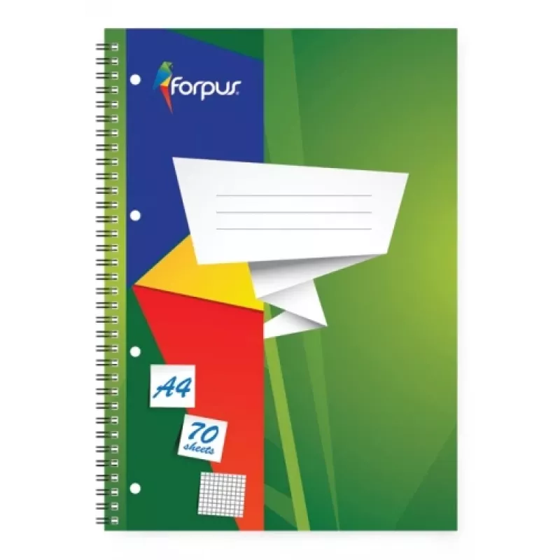 Užrašų knygutė su spirale Forpus, A4/70, languota, minkštas viršelis 0722-003