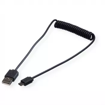 ROLINE USB 2.0 spiralinis laidas - A - Micro B - ST/ST 1,0 m - ekranuotas - USB 2.0 Type Micro B - 1 mm - spiralinis (11.02.8317)