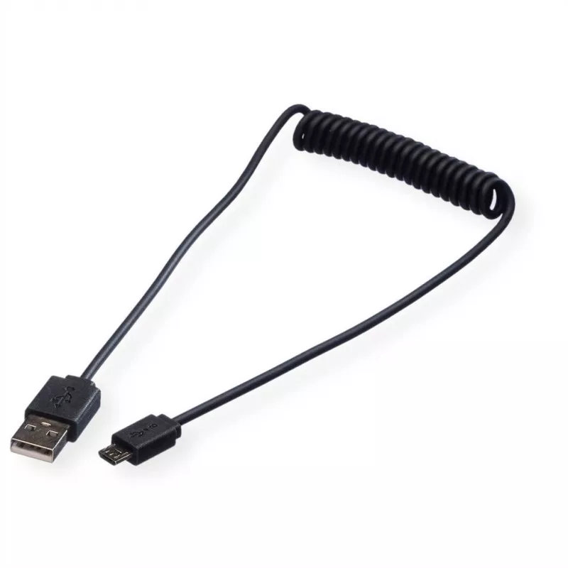 ROLINE USB 2.0 spiralinis laidas - A - Micro B - ST/ST 1,0 m - ekranuotas - USB 2.0 Type Micro B - 1 mm - spiralinis (11.02.8317)