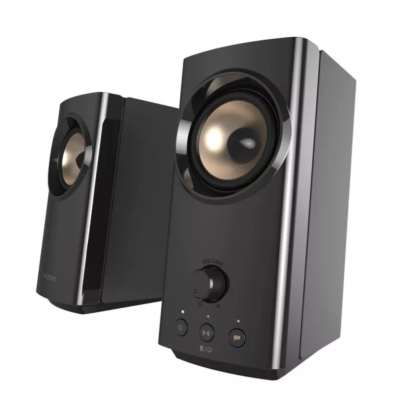 CREATIVE T60 2.0 kompaktiški Hi-Fi staliniai garsiakalbiai su aiškiu dialogu ir erdviniu garsu, Sound Blaster SmartComms rinkiniu, USB-C garso, mikrofono ir ausinių prievadais B