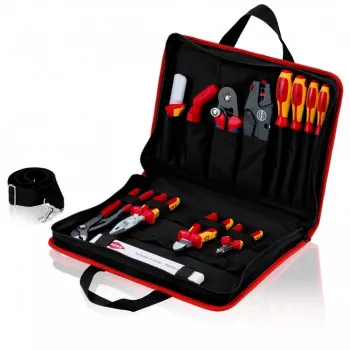 Knipex kompaktiškas elektrinis įrankių krepšys – juodas – raudonas – poliesteris – 8 kišenės – 410 mm – 290 mm – 60 mm (00 21 11)