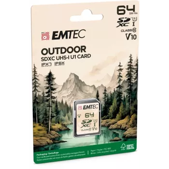 Flash atmintis Emtec 64GB UHS-I SDHC V30/V10 Outdoor