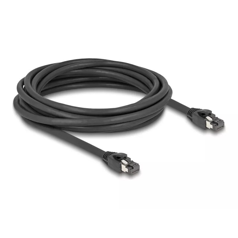 Delock - tinklo kabelis - RJ-45 (M) į RJ-45 (M) - 5,0 m - 7,5 mm - S/FTP - CAT 8,1 - be halogenų, užsifiksuojantis, iki 40 Gbps duomenų perdavimo sparta - juodas (80236)