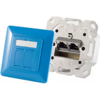 Kištukinis lizdas 2 x RJ-45 ShiverPeaks 74280-B — Cat6a, 500 MHz, mėlynas, metalinis korpusas