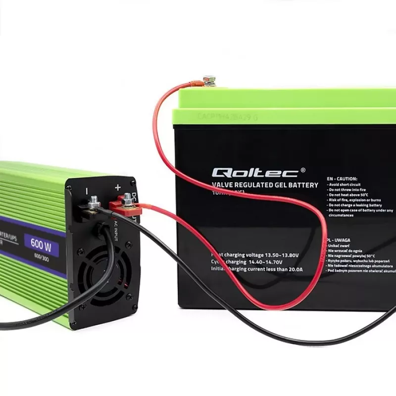 Automobilinis inverteris Qoltec Monolith 600 W Žalias 12 V