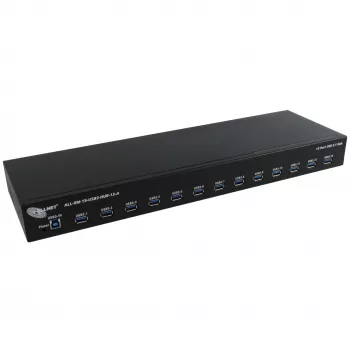 USB šakotuvas ALLNET ALL-RM-19-USB3-HUB-13-A — 13 prievadų USB 3.0 stovo montavimo šakotuvas, 48,30 cm