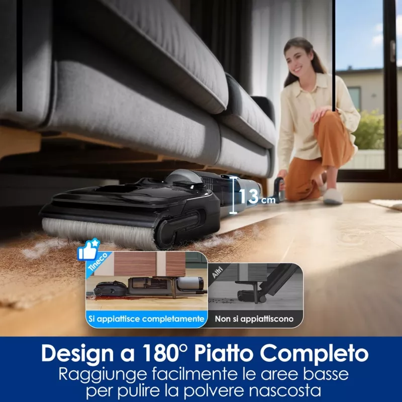 Belaidis grindų valiklis Tineco Floor One i5 Stretch Plus – lengvas, šlapiam ir sausam valymui skirtas vertikalus grindų ploviklis