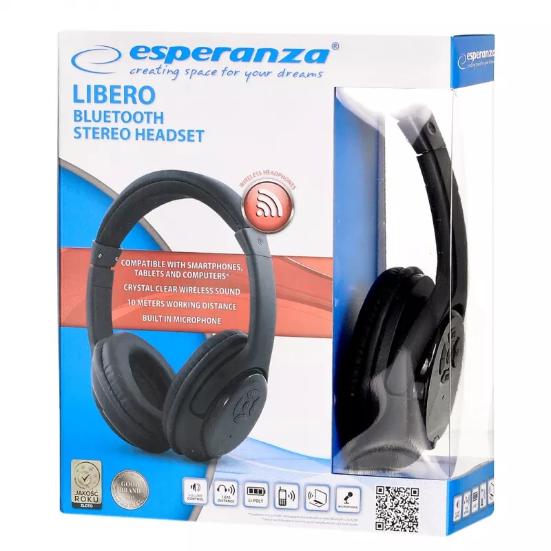 Esperanza Libero EH163K Ausinės Belaidės lankeliu Muzika Mini-USB Bluetooth Juodos