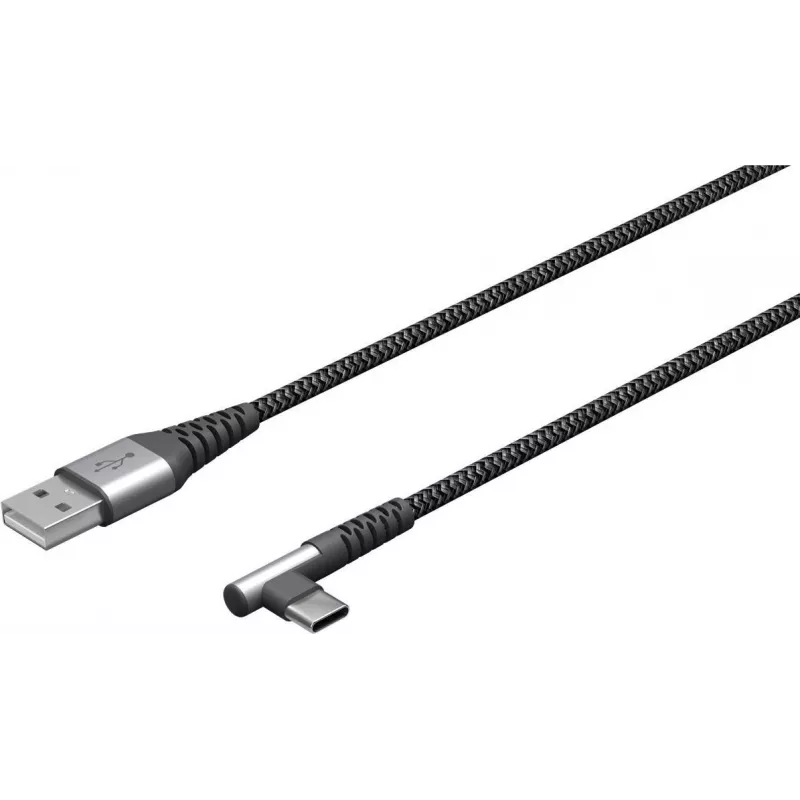 USB-C į USB-A tekstilinis laidas su metaliniais kištukais (kosminė pilka/sidabrinė), 2 m