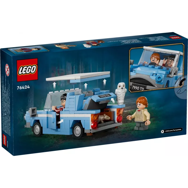 LEGO Harry Potter Skraidantis Ford Anglia automobilio žaislas 7 metų ir vyresniems vaikams, berniukams ir mergaitėms, pastatomas modelis su Roniu Vizliu minifigūrėle ir Hedviga