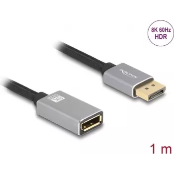 DeLOCK DisplayPort ilginimo laidas 8K 60 Hz 1 m pilkas metalinis be skląsčio