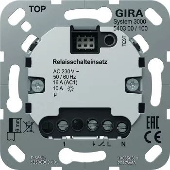 Relais Schalteinsatz Gira System 3000 540300 — perjungimo įdėklas apšvietimui ir apkrovoms