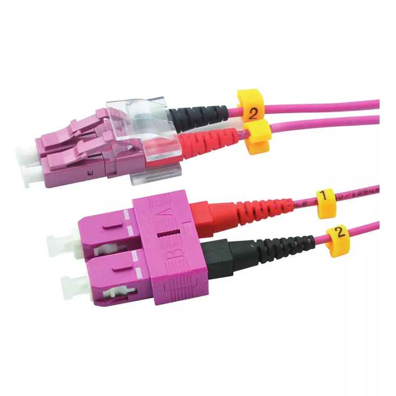 Raudona 2716-10-0027 LWL-Duplex komutacinis kabelis LC/SC 2,0m OM4 Violet