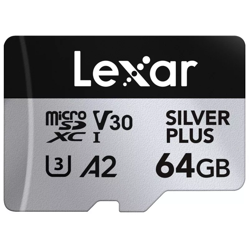 MicroSD kortelė Lexar 64GB UHS-I Class 3 Sidabrinė PLUS
