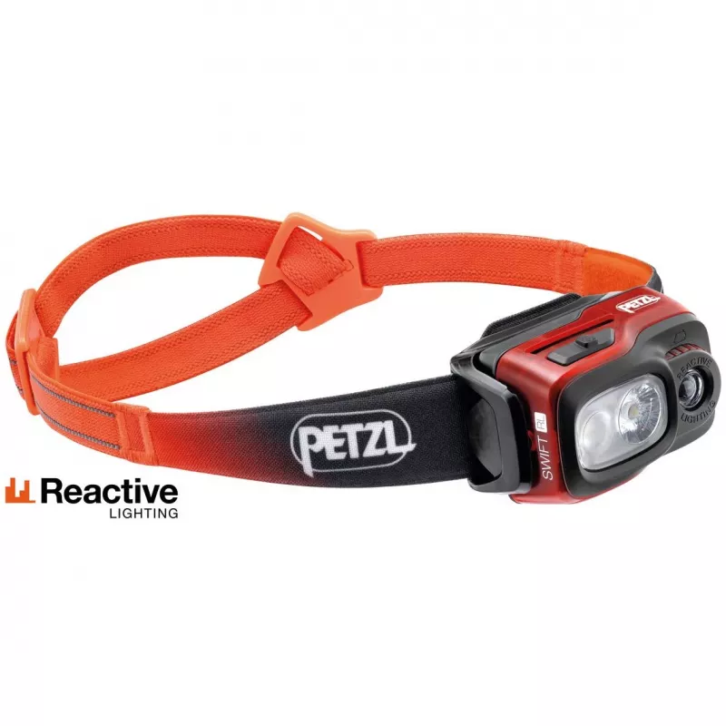 Petzl SWIFT RL juoda, oranžinė, balta galvos juostos LED žibintuvėlis