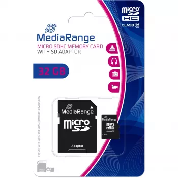 MICRO SDHC ATMINTIES KORTELĖ 32GB C10/S SU ADAPTERIU MR959 MEDIARANGE