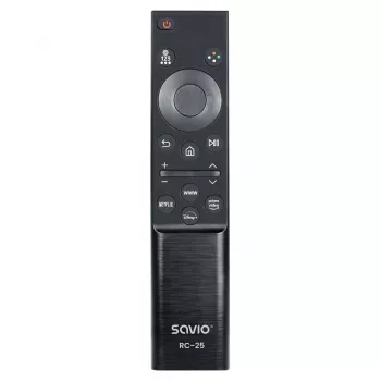 SAVIO RC-25 infraraudonųjų spindulių TV nuotolinio valdymo pultas, mygtukinis įvedimas, juodas, veikimo nuotolis iki 10 m, skirtas 1 įrenginiui, naudoja 2x AAA