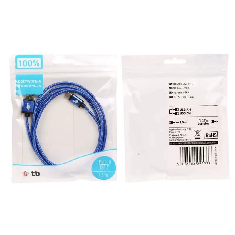 TB USB – USB C laidas 1,5 m. Tamsiai mėlynas (AKTBXKUCSBA150N)