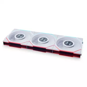 LIAN LI UNI FAN TL LCD 120mm ARGB korpuso ventiliatoriai - balti, 3 vnt. rinkinys