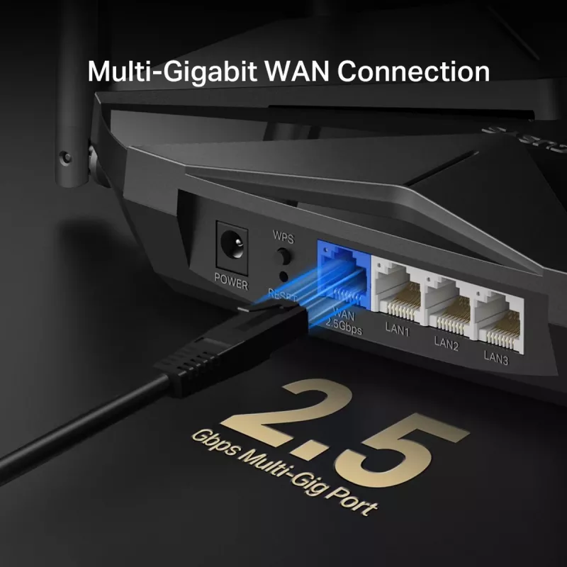 Stalinis maršruto parinktuvas MERCUSYS MR85X AX3000 Dviejų dažnių Wi‑Fi 6, 3000 Mbps, 4 antenos, 3 Gigabit LAN prievadai, juodas