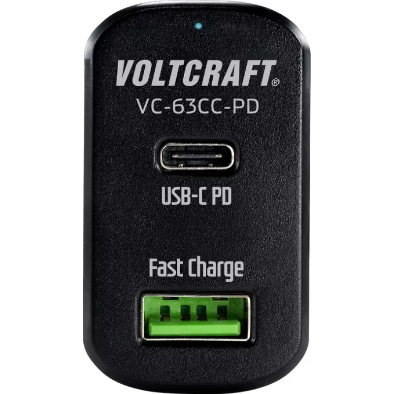 VOLTCRAFT VC-63CC-PD automobilinis USB įkroviklis, išėjimo srovė (maks.) 3 A, 2 x USB, USB-C™ lizdas, USB Power Delivery (USB-PD) (VC-63CC-PD)