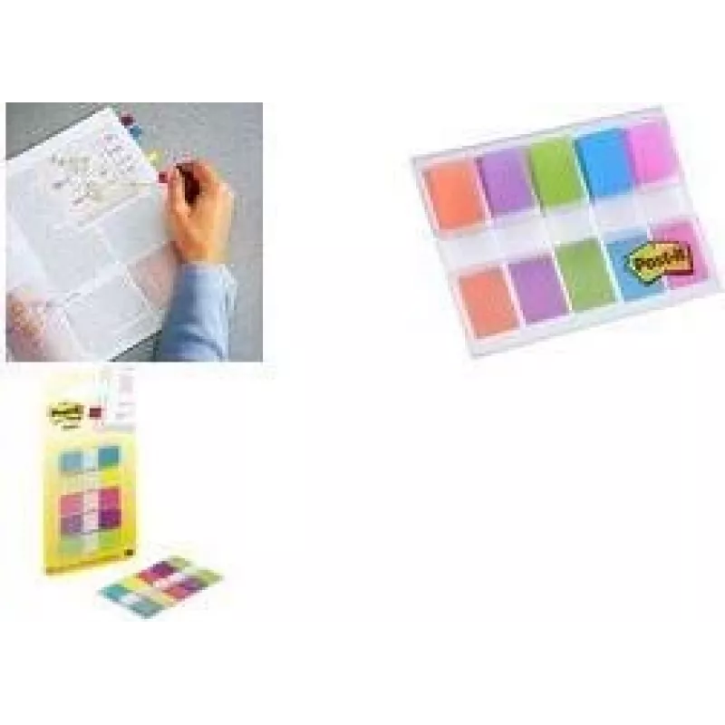 Lipnios žymeklių vėliavėlės 3M Post-It 7100102672 – 11,9×43,2 mm, 5 spalvų, 100 lapelių