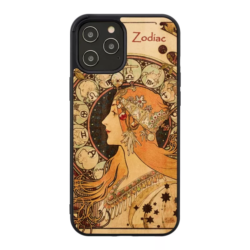 Telefono dėklas man and wood, skirtas iPhone 12 Pro Max — zodiac Juoda