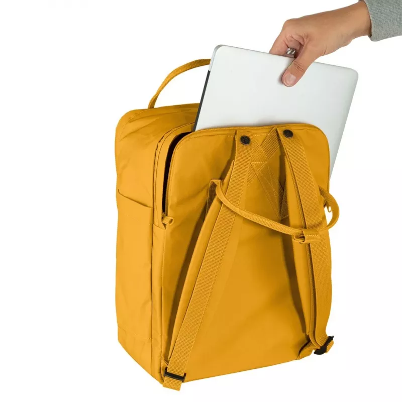 Kuprinė Fjällräven Kanken nešiojamajam kompiuteriui 13 colių — laisvalaikio miesto kuprinė, Geltona, 250×160×350 mm, Poliamidas/PP/Vinilas