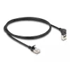 DeLOCK RJ45 tinklo kabelis Cat.6A S/FTP Plonas 90° į viršų kampuotas 1 m juodas