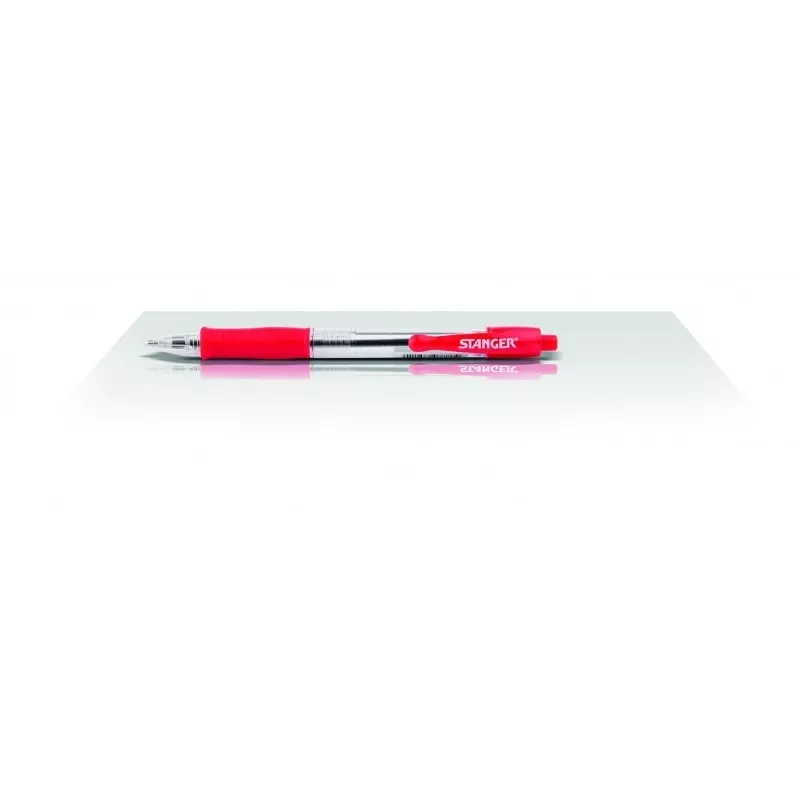 Tušinukas Stanger 18000300040 Softgrip ištraukiamas — raudonas rašalas, ištraukiamas antgalis, minkšta rankena