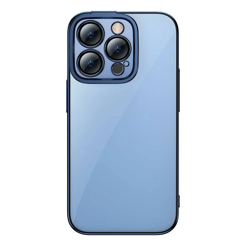 Apsauginis dėklas Baseus iPhone 14 Pro — skaidrus blizgantis mėlynas