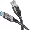 Wentronic goobay - Tinklo kabelis - USB A tipo (vyriškas) į RJ-45 (vyrišką) - 1,0 m - 6 mm - FTP - CAT 6 - USB 3.0 - pintas kabelis - juoda, sidabrinė (70299)