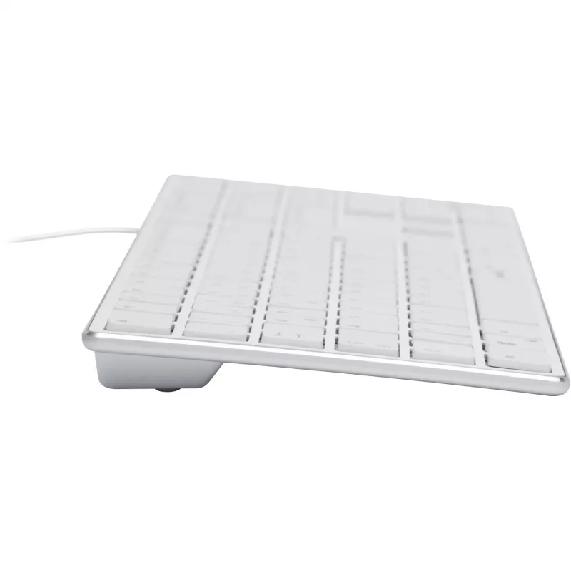 Klaviatūra Speedlink RIVA plonas Metal Scissor White — laidinė plona žirklinė klaviatūra, balta