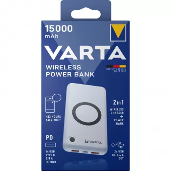 Nešiojama išorinė baterija Varta Wireless Power Bank 15000 mAh