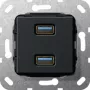GIRA USB kištukinis lizdas 568410 3,0A 2-jų krypčių Kup juodas m (568410)