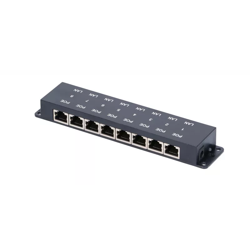 Extralink 8 prievadų PoE injektorius, 8x 100 Mb/s RJ45