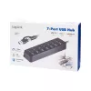 USB 3.2 Gen1 7 prievadų šakotuvas su atskirais jungikliais, juodas