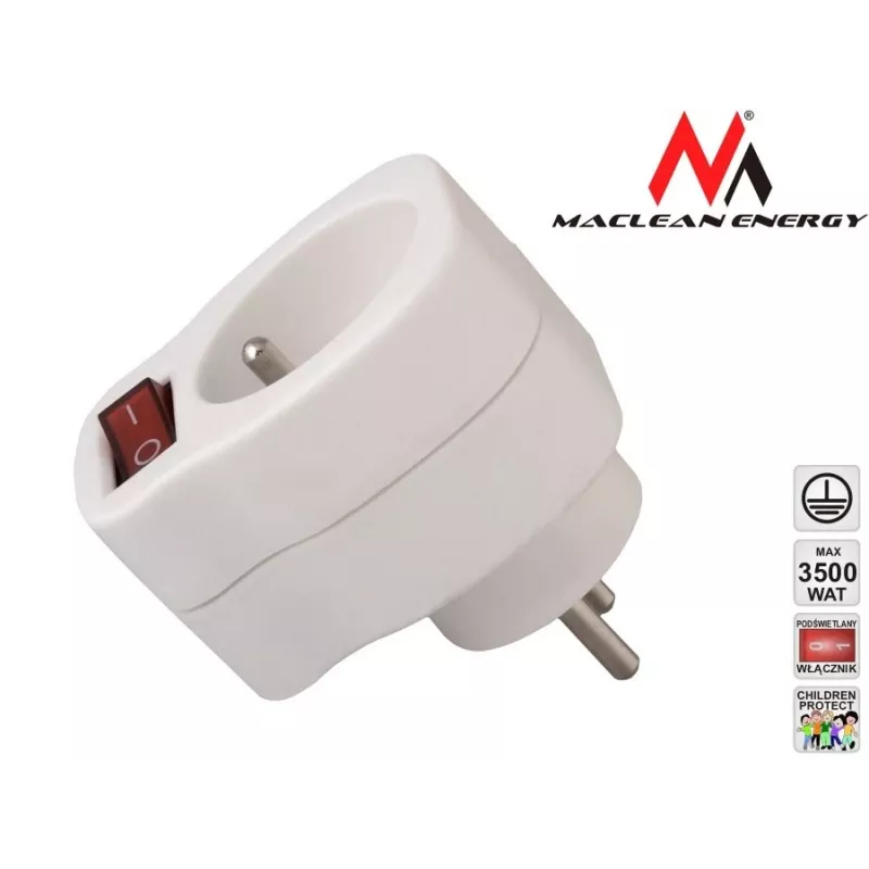 Maitinimo lizdas MACLEAN AC lizdas MCE13 su jungikliu