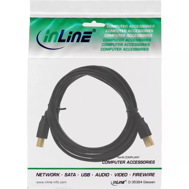 Microconnect USBAB5G USB laidas USB 2.0 5 m USB A USB B Juodas