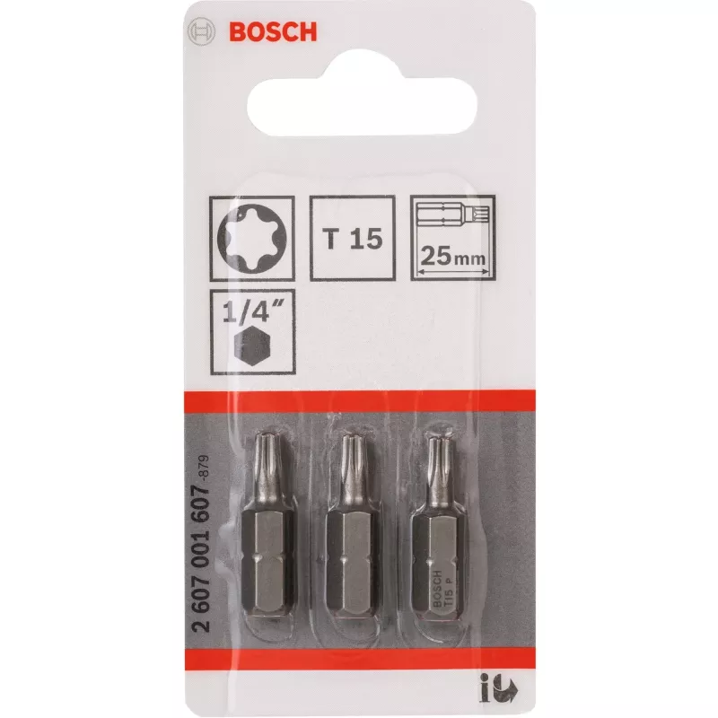 Bosch atsuktuvų antgalis ypač kietas, 3 vnt., Torx, T15, plienas, T15, 25 mm