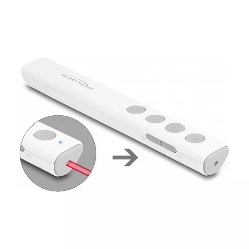 DeLOCK USB lazerinis pranešėjas baltas belaidis USB RF nano imtuvas