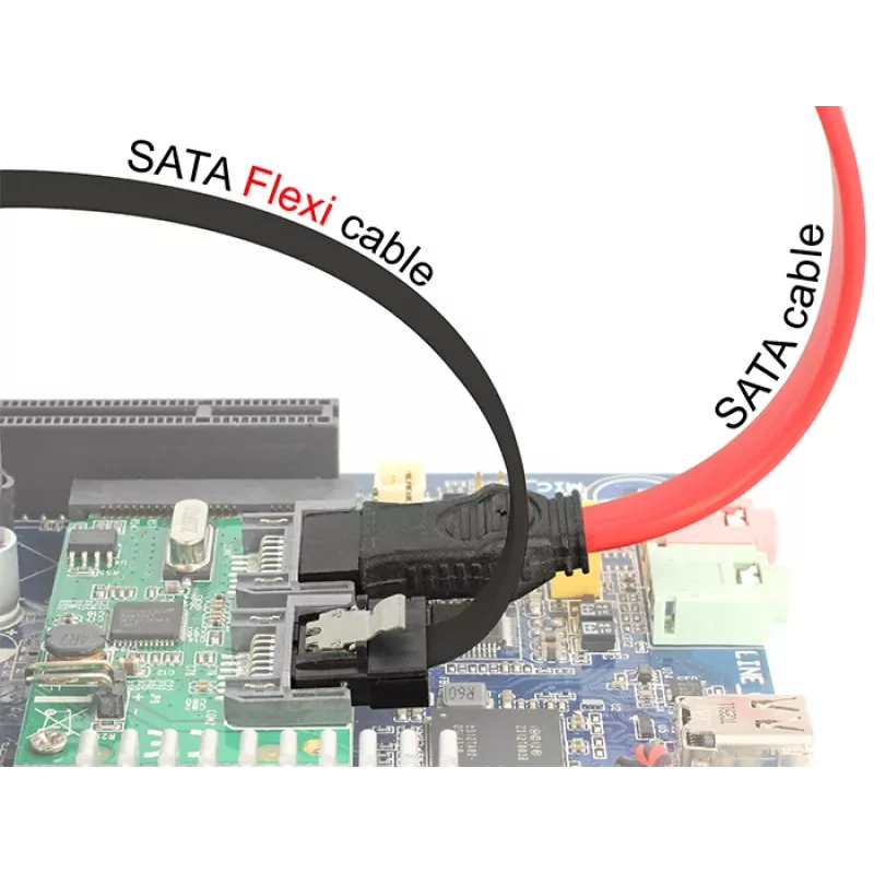 SATA kabelis DeLOCK 0,2m 2xSATAIII juodas