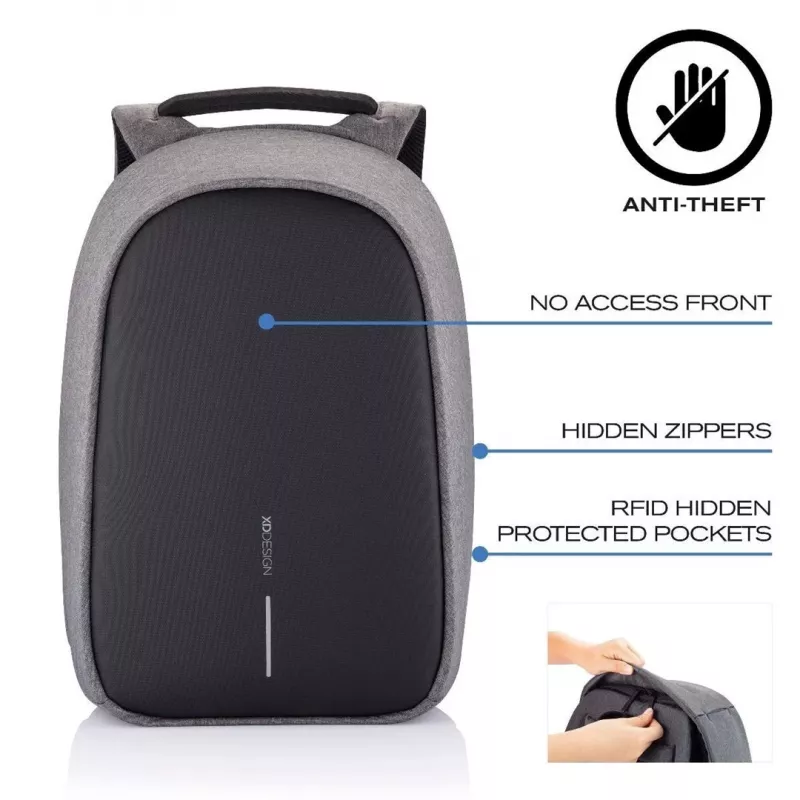 Kuprinė XDDESIGN Bobby Hero Regular – 18 l, antracito spalvos, nešiojamam kompiuteriui iki 32,8 cm (12,9 col.), organizavimo skydelis