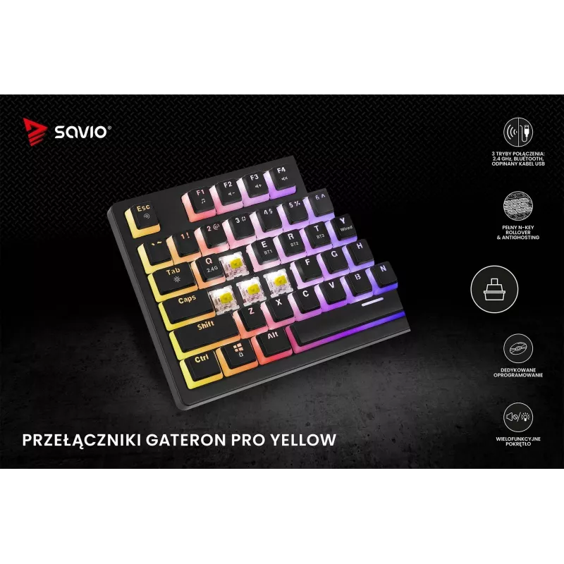 Savio SAVGK-PHENIX Geltona PUDDING Geltona USB