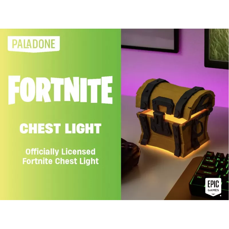 Stalinė lempa Paladone Fortnite Chest Light – teminis LED naujoviškas šviestuvas